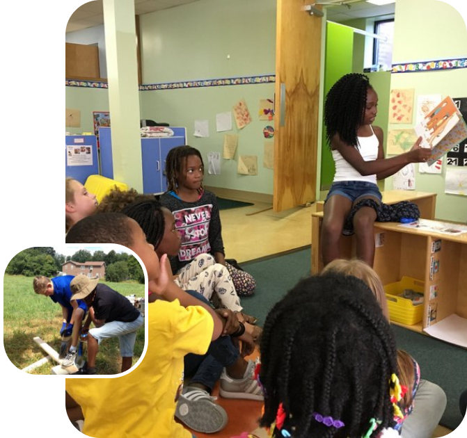 Kids listening to a story in a classroom.